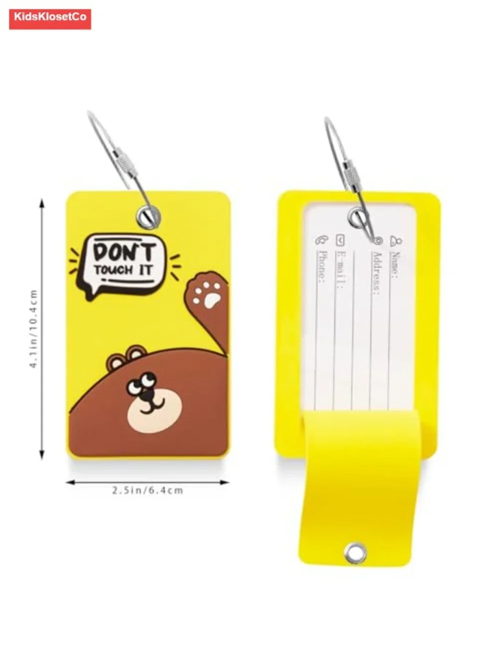 Funny Animal Silicone Luggage Tags with Steel Loops and Privacy Cover
